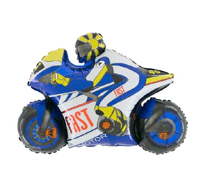 Blue Sports Motor Bike with Soccor Foil Balloon