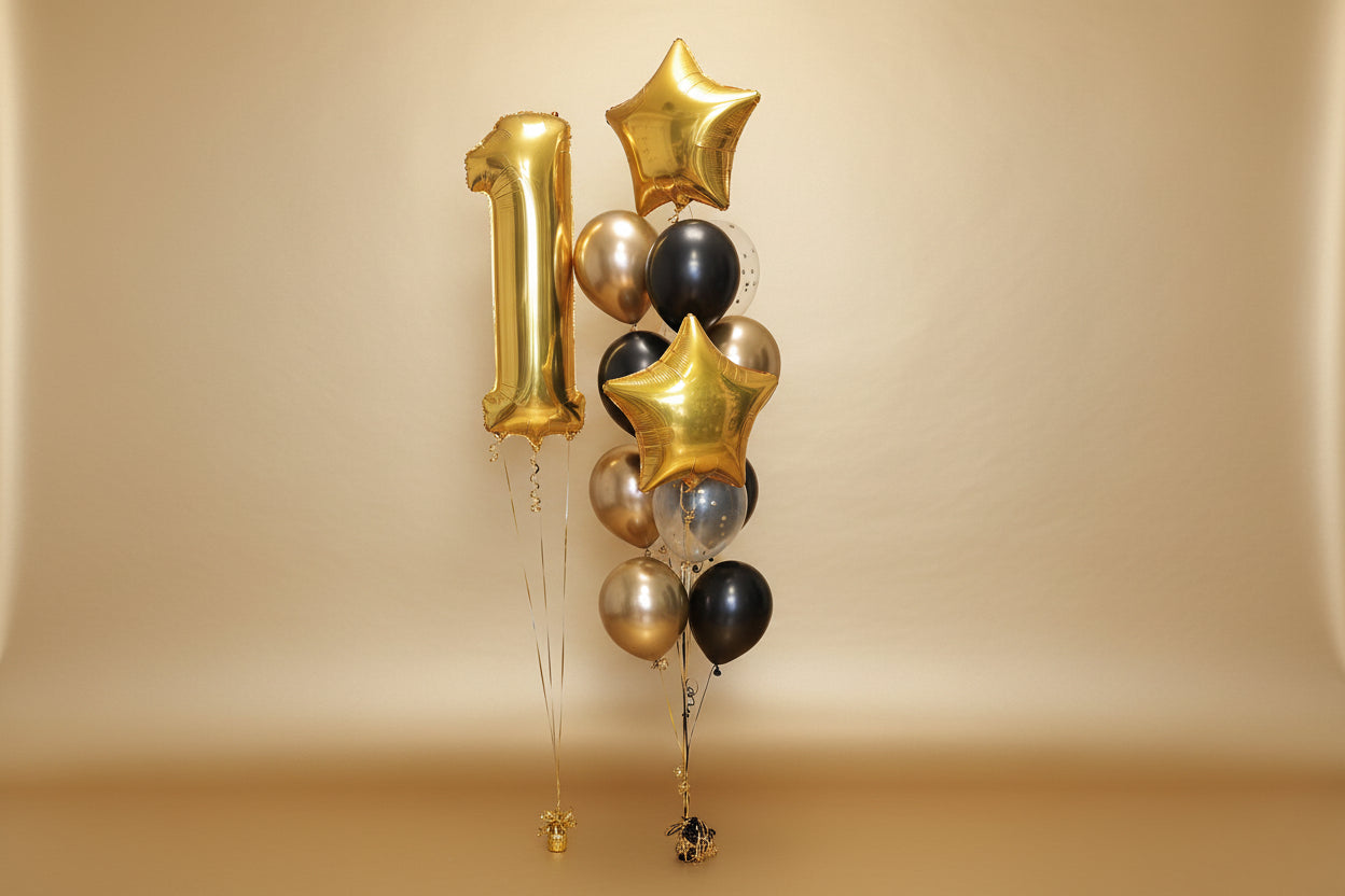 Gold & Black Number 1 Balloon Bouquet – Balloons Shop London