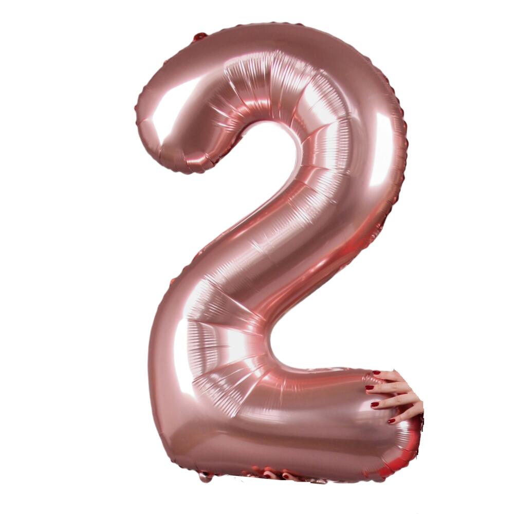 Foil Balloon Number 2 – Rose Gold (Helium Filled)