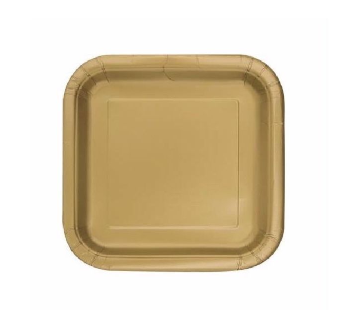 Gold Square Plates Disposible (7 inch)