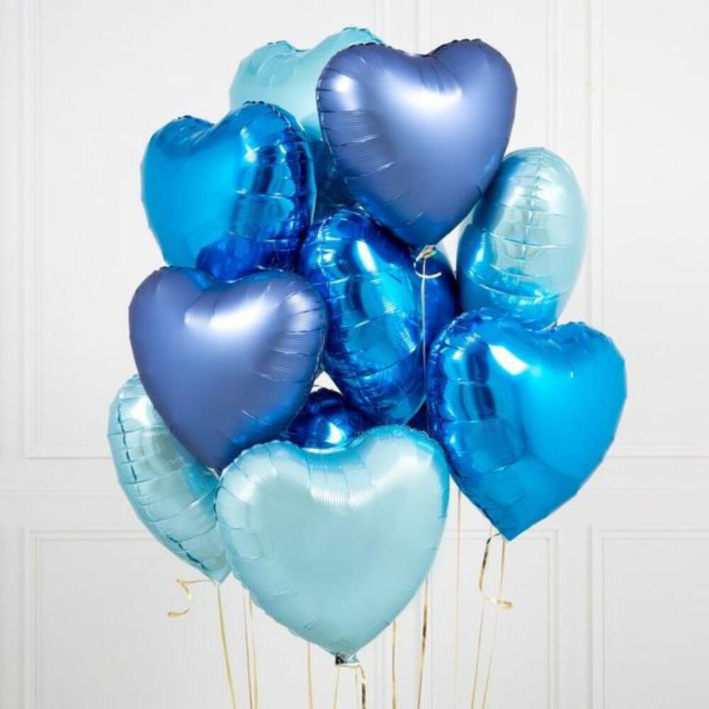 Blue Foil Heart Balloon Set