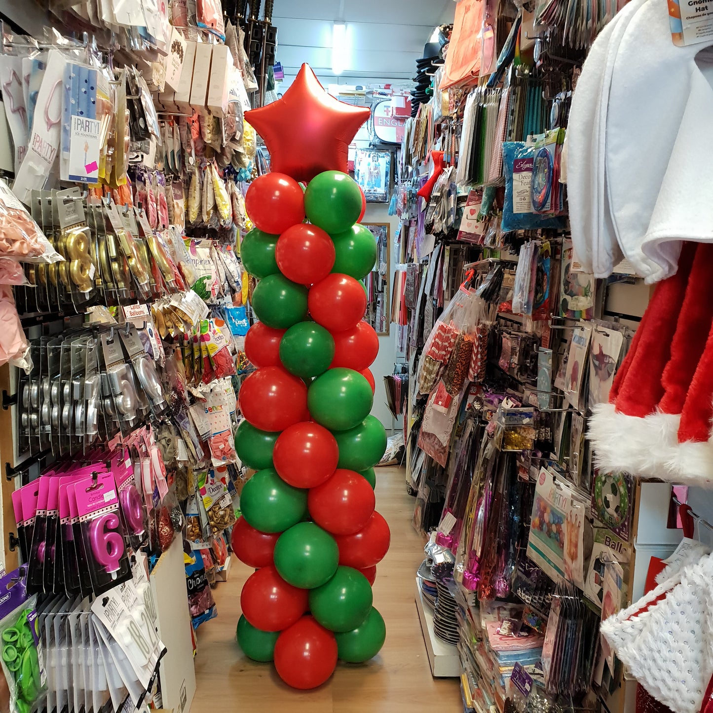 Red Star Foil Balloon with Latex Balloons Pillar (Air Filled)