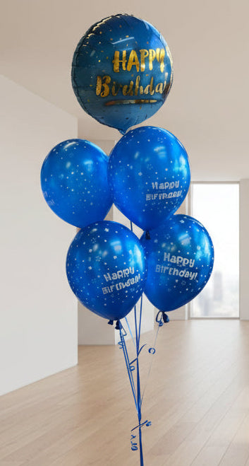 Happy Birthday Foil with Happy Birthday Latex Balloons Bouquet