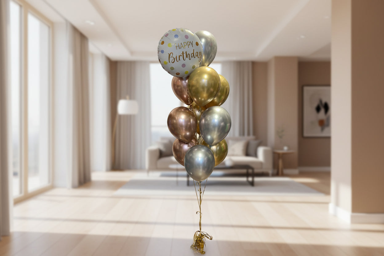 Happy Birthday Foil with Latex Balloons Bouquet