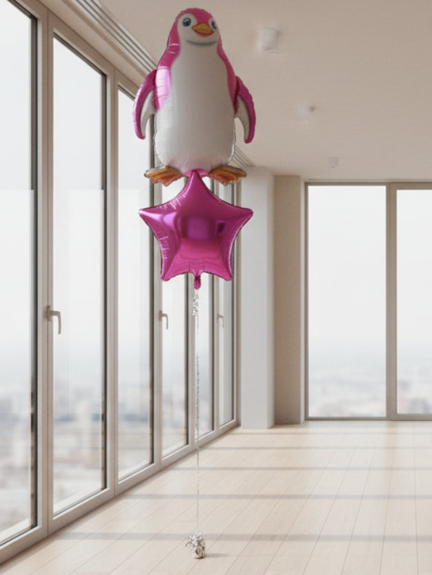 Penguine and Star Foil Balloons Bouquet