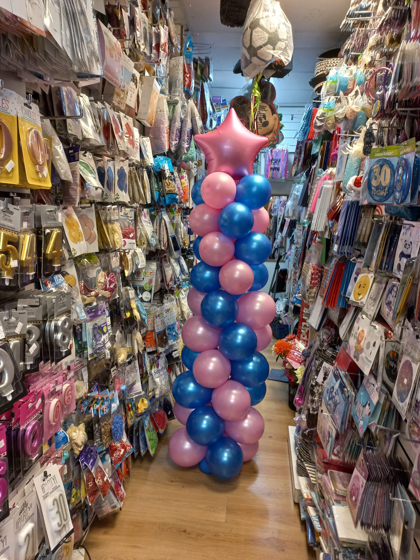 Balloons Pillar Blue and Pink with foil Star