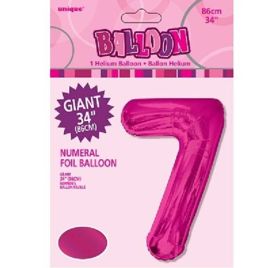 34" Pink Foil Number 7 Helium Balloon