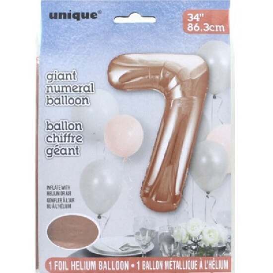 34" Rose Gold Foil Number 7 Helium Balloon