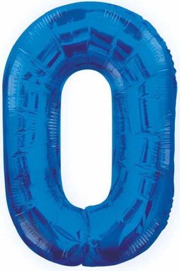 Blue Foil Number 0 Helium Balloon 34"