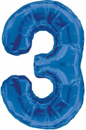 Blue Foil Number 3 Helium Balloon 34"