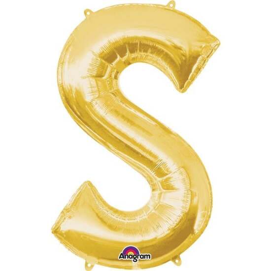Gold Letter S Helium Foil Balloon
