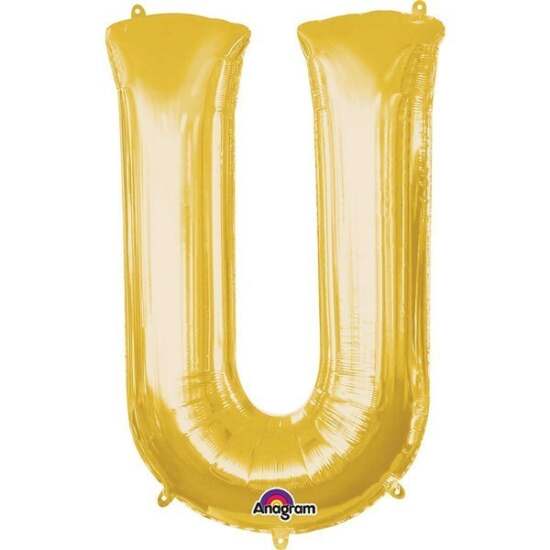 Gold Letter U Helium Foil Balloon