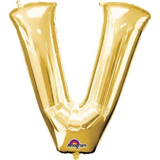 Gold Letter V Helium Foil Balloon