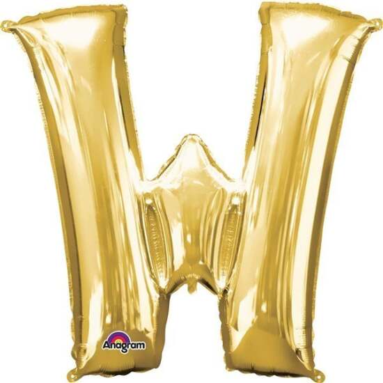 Gold Letter W Helium Foil Balloon