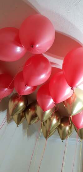 30 Chrome Gold and Pink Ceiling Balloons