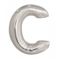 Silver Letter C Helium Foil Balloon