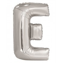 Silver Letter E Helium Foil Balloon