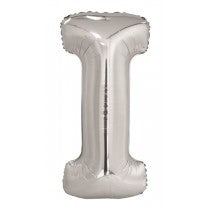 Silver Letter I Helium Foil Balloon