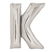 Silver Letter K Helium Foil Balloon