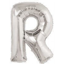 Silver Letter R Helium Foil Balloon