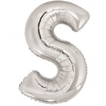 Silver Letter S Helium Foil Balloon