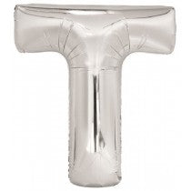 Silver Letter T Helium Foil Balloon