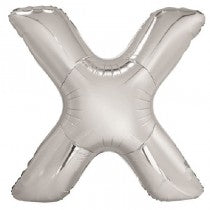 Silver Letter X Helium Foil Balloon