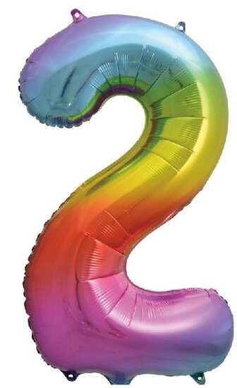 Rainbow Foil Number 2 Helium Balloon 34"
