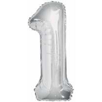 Silver Foil Number 1 Helium Balloon 34"
