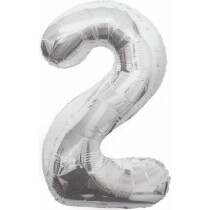 Silver Foil Number 2 Helium Balloon 34"