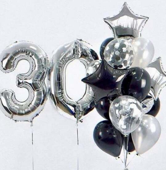 Silver Foil Helium Balloons & Bouquet