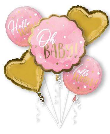Hello World! Baby Girl Pink Bouquet