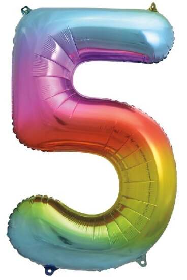 Rainbow Foil Number 5 Helium Balloon 34"