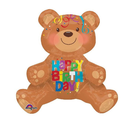 Happy Birthday Sitting Bear Foil Balloon