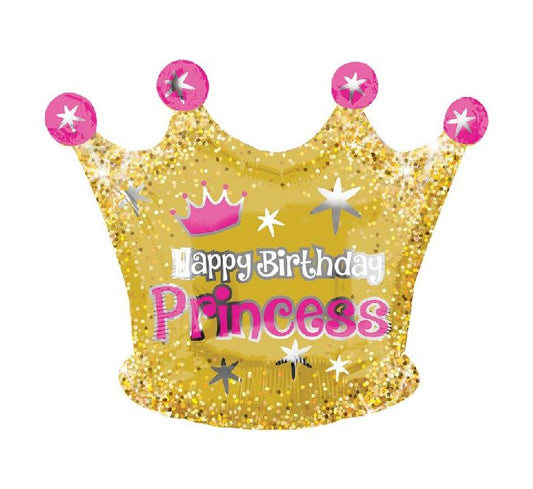 Gold Crown Happy Birthday Foil Balloon