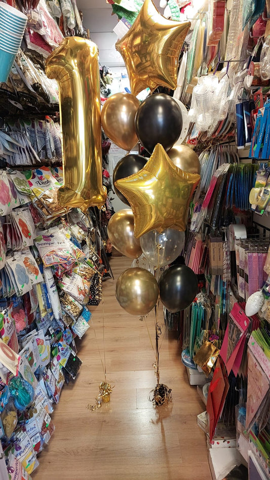 Gold & Black Number 1 Balloon Bouquet – Balloons Shop London