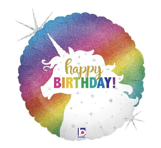 Glitter Unicorn Birthday Foil Balloon