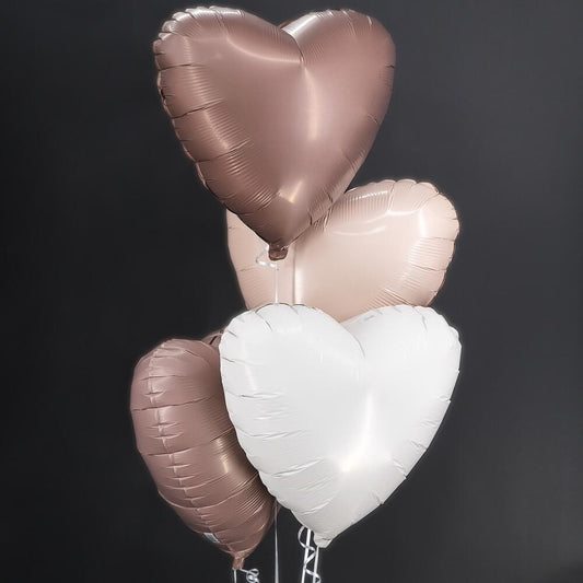 Coffee & White Heart Foil Balloon Set