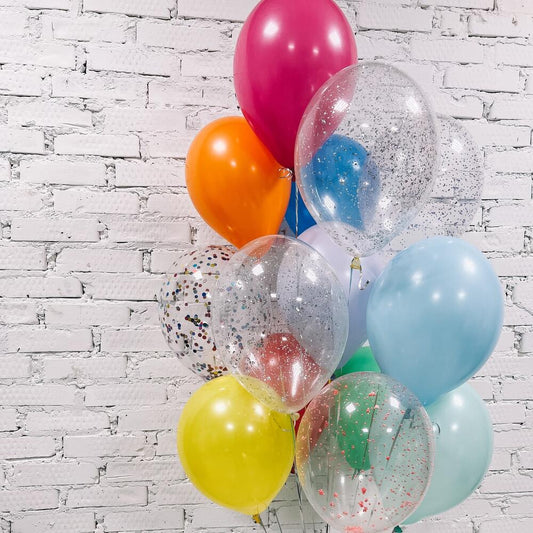 Colorful Confetti and Latex Birthday Balloon Bunch