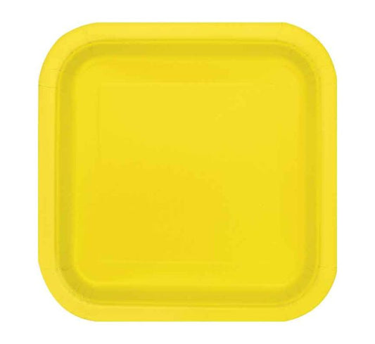 Yellow Square Plates Disposible (7 inch)