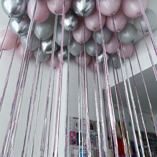 Lavender, Gray & Silver Chrome Ceiling Balloons