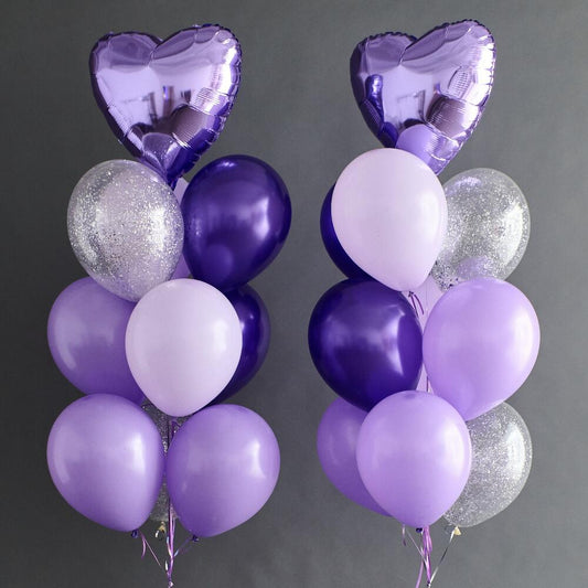 Purple Heart & Lavender Latex Confetti Balloon Duo – 20 Balloons