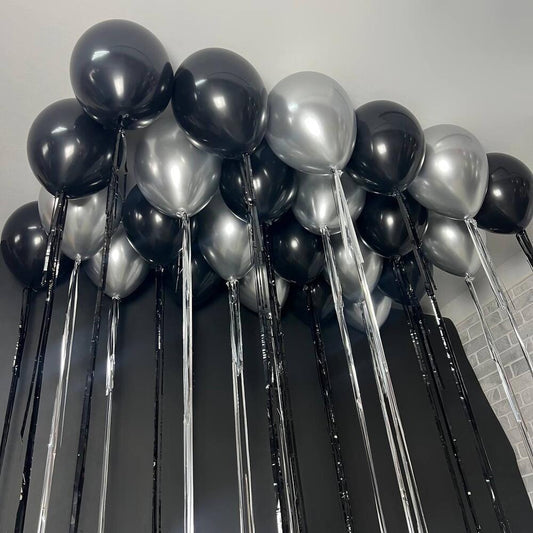 Black & Chrome Silver Ceiling Balloons