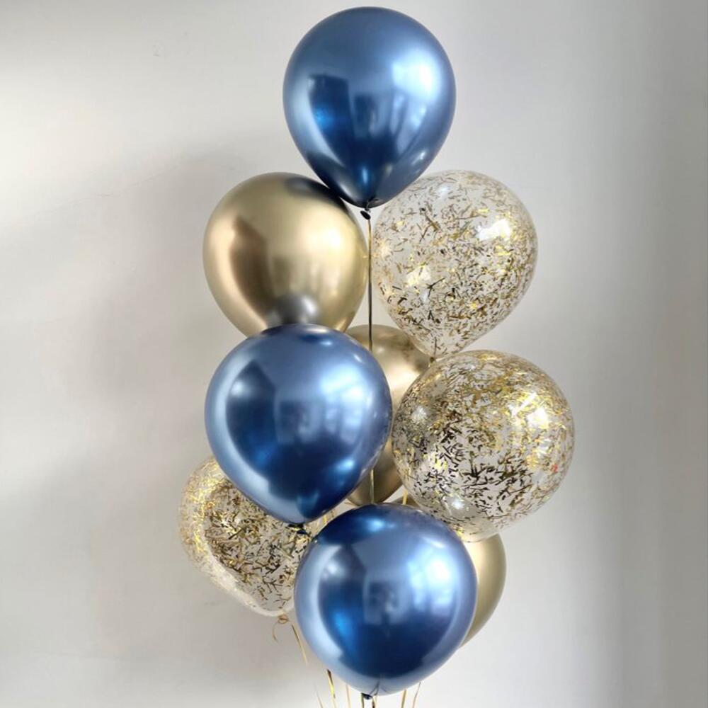 Chrome and Confetti Balloons (9 pcs)