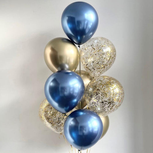Chrome and Confetti Balloons (9 pcs)