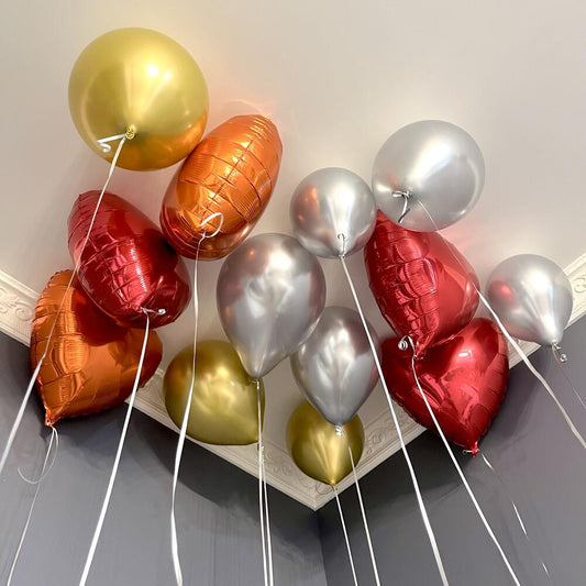 Foil Heart with Gold and Silver Chrome Balloon Set