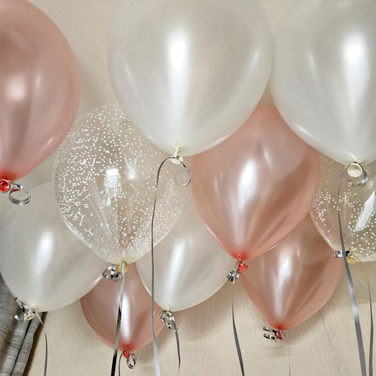 Pink, White & Confetti Ceiling Balloons Set