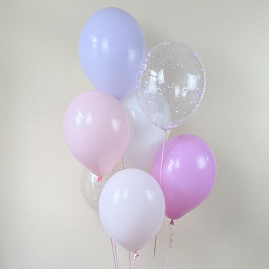 Pastel Mix & Confetti Balloon Bunch – 12" Helium-Filled (Pack of 9)