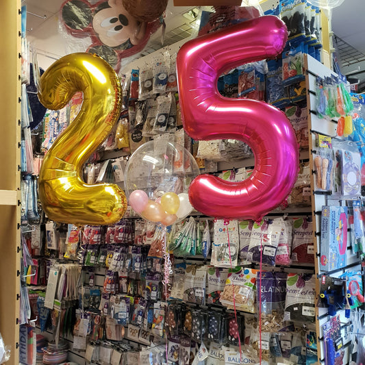 Foil Number with Bubble Birthday Balloon