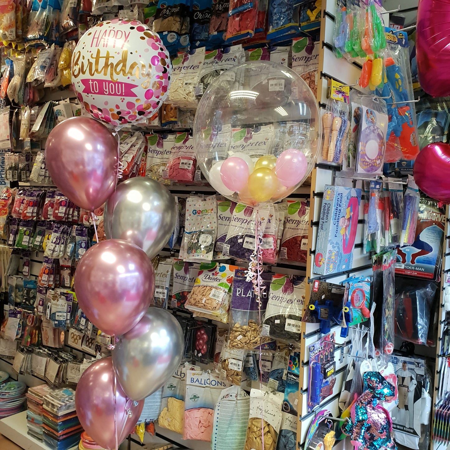 Minifoil Birthday Bubble with Metallic Latex Balloons